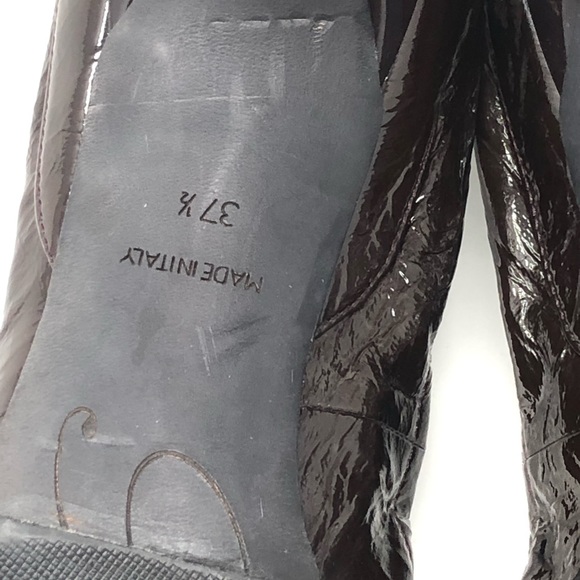 Roger Vivier Dark Brown Patent Leather Chips Elastic Heels / Pumps sz 37.5 - Picture 7 of 10